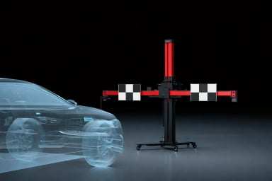 3D car alignment machine with vehicle outline